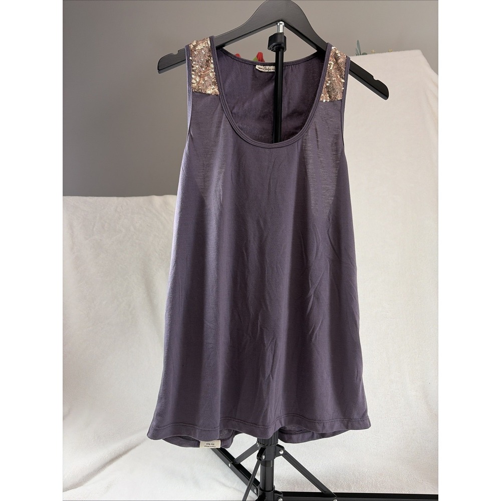Cheeky Tank Purple with Gold Sequin Embellished Top Med Racerback Flowy‎